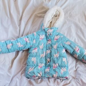 Carter's Skating Llamas Kids' Puffer Winter Jacket, Sz 6/6X Medium Fleece Lining